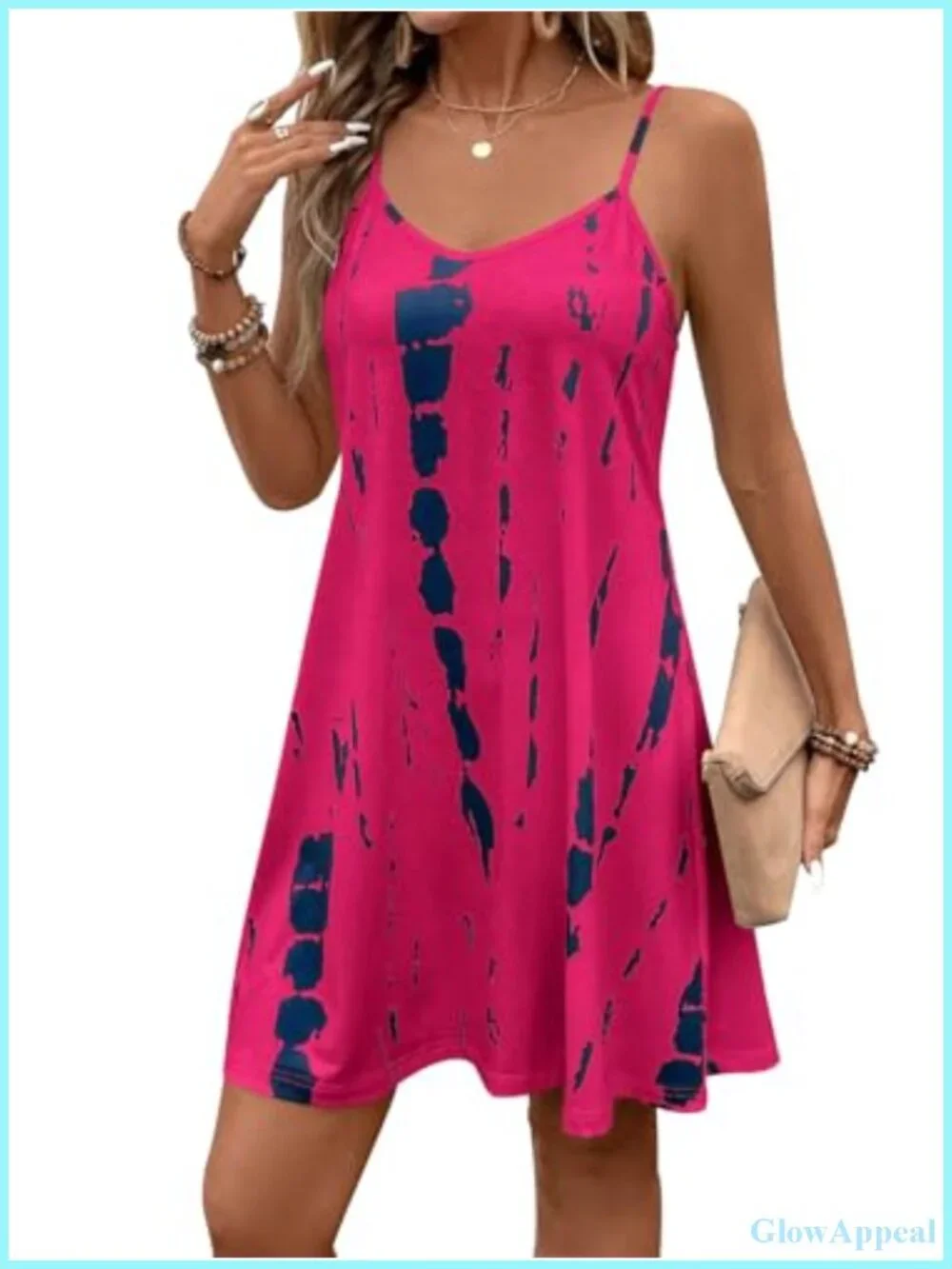 Women's Spaghetti Strap Flowy Mini Sundress Casual Beach Dress